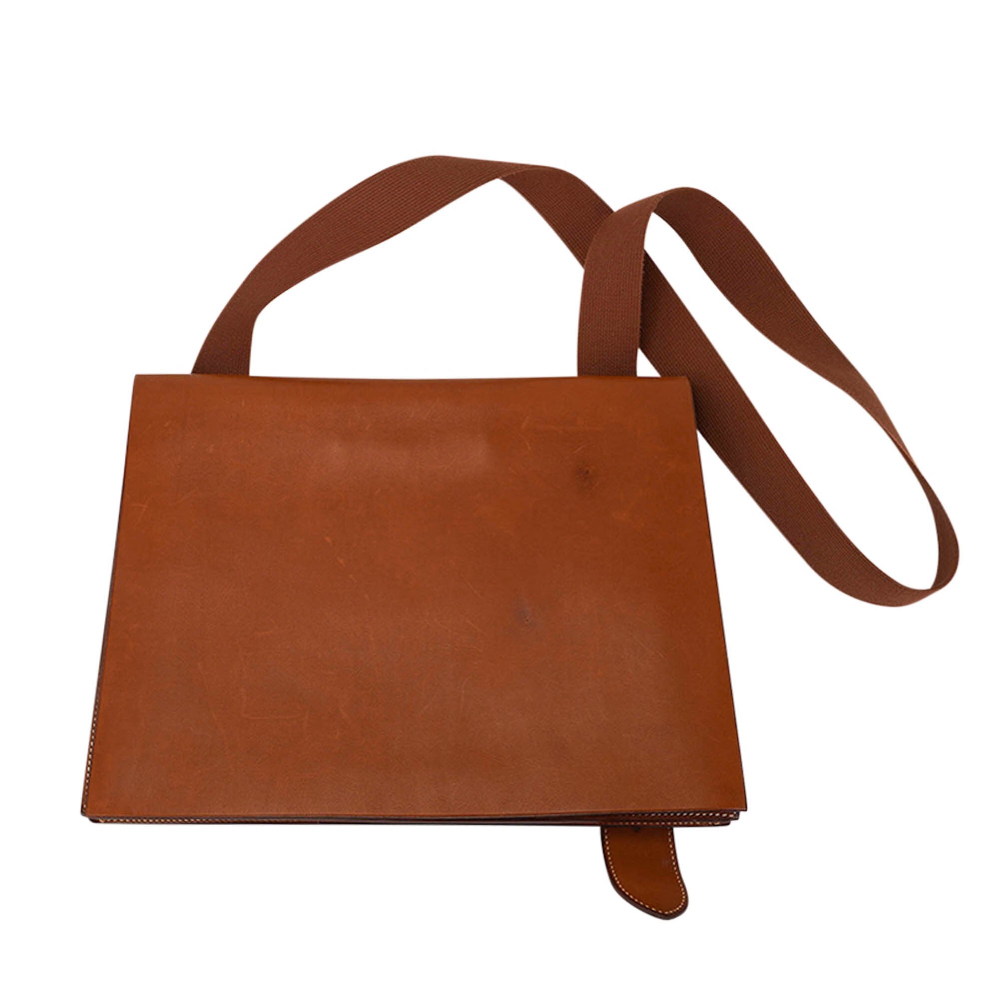 Hermes Hermes Vintage Yohji Crossbody Messenger Bag Fauve Barenia Leather