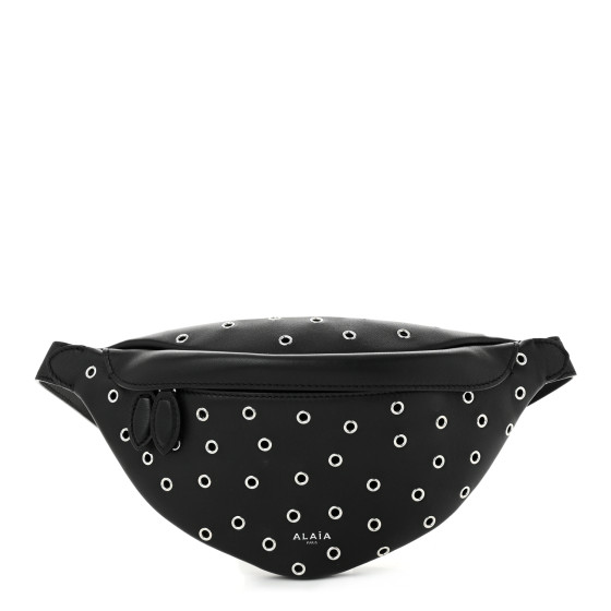 Alaia Lambskin Grommet Belt Bag Black