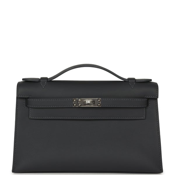 Hermes Kelly Pochette Ardoise Swift Palladium Hardware