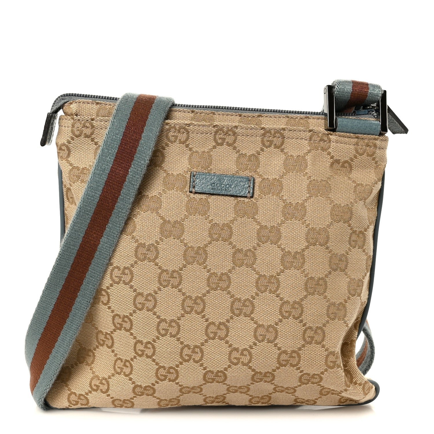 Gucci Monogram Web Small Flat Messenger Bag Blue