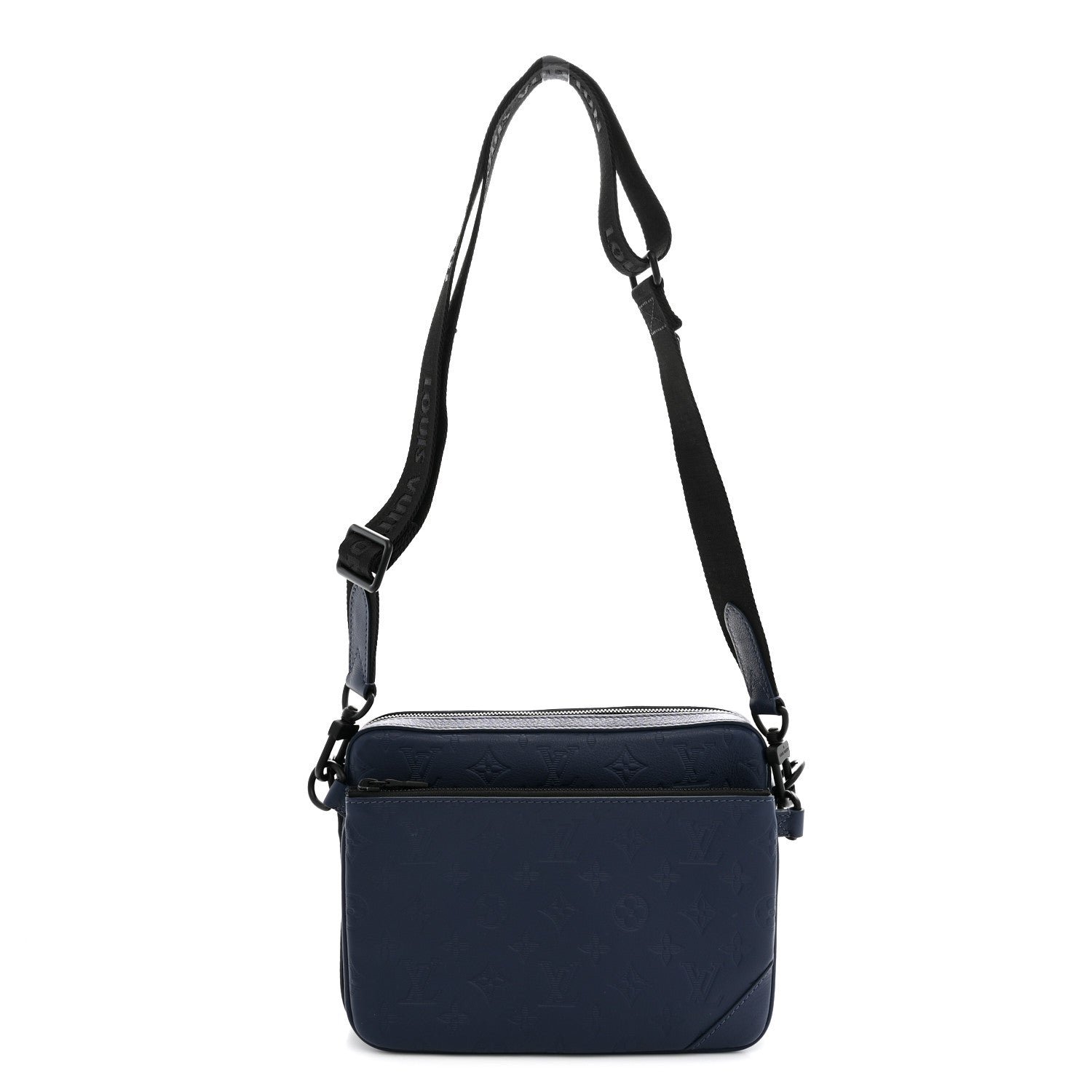 Louis Vuitton Calfskin Monogram Shadow Trio Messenger Navy