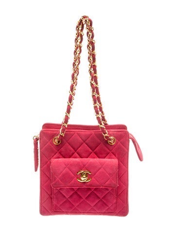 Quilted Suede CC Chain Shoulder Bag