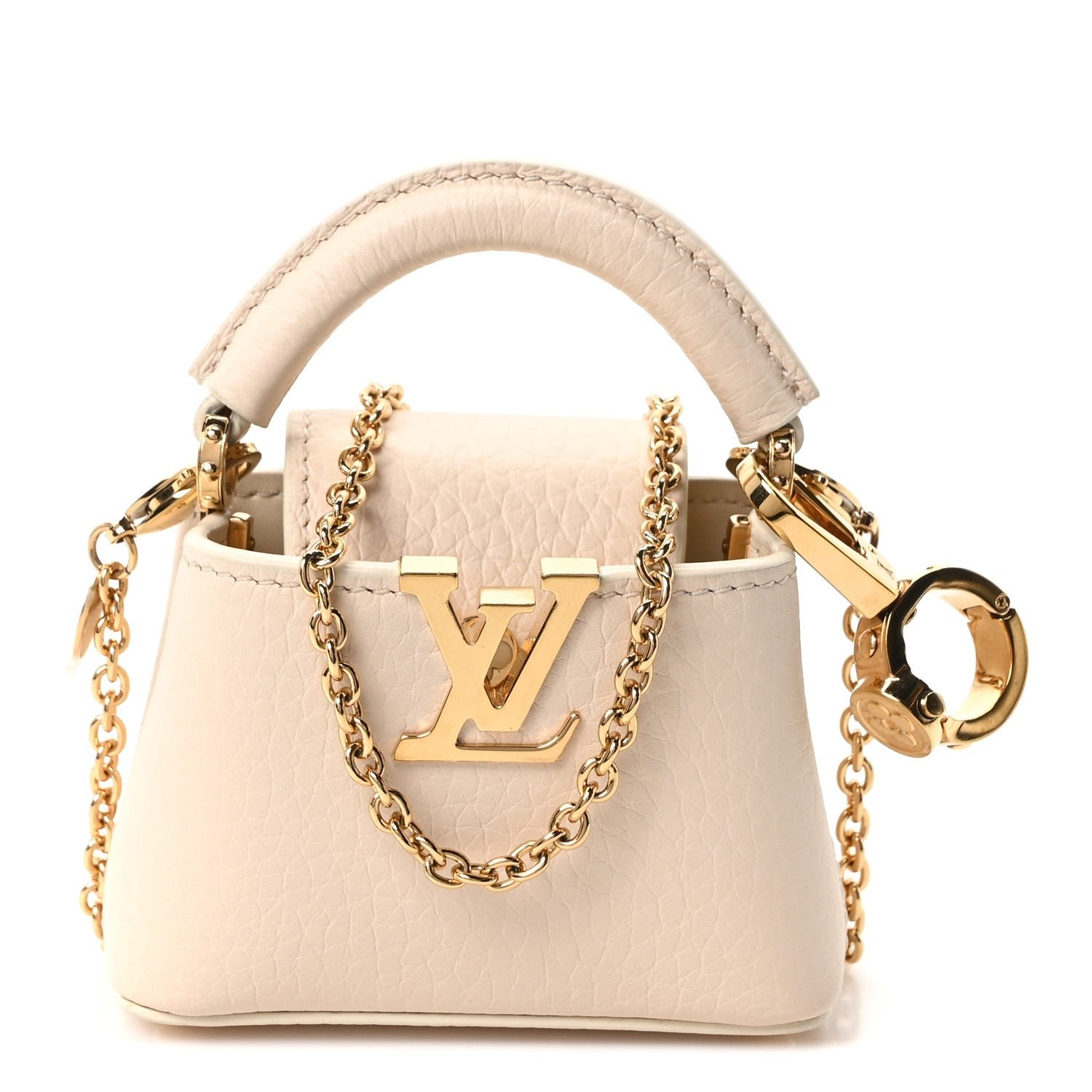 Louis Vuitton Taurillon Capucines Micro Bag Charm Beige