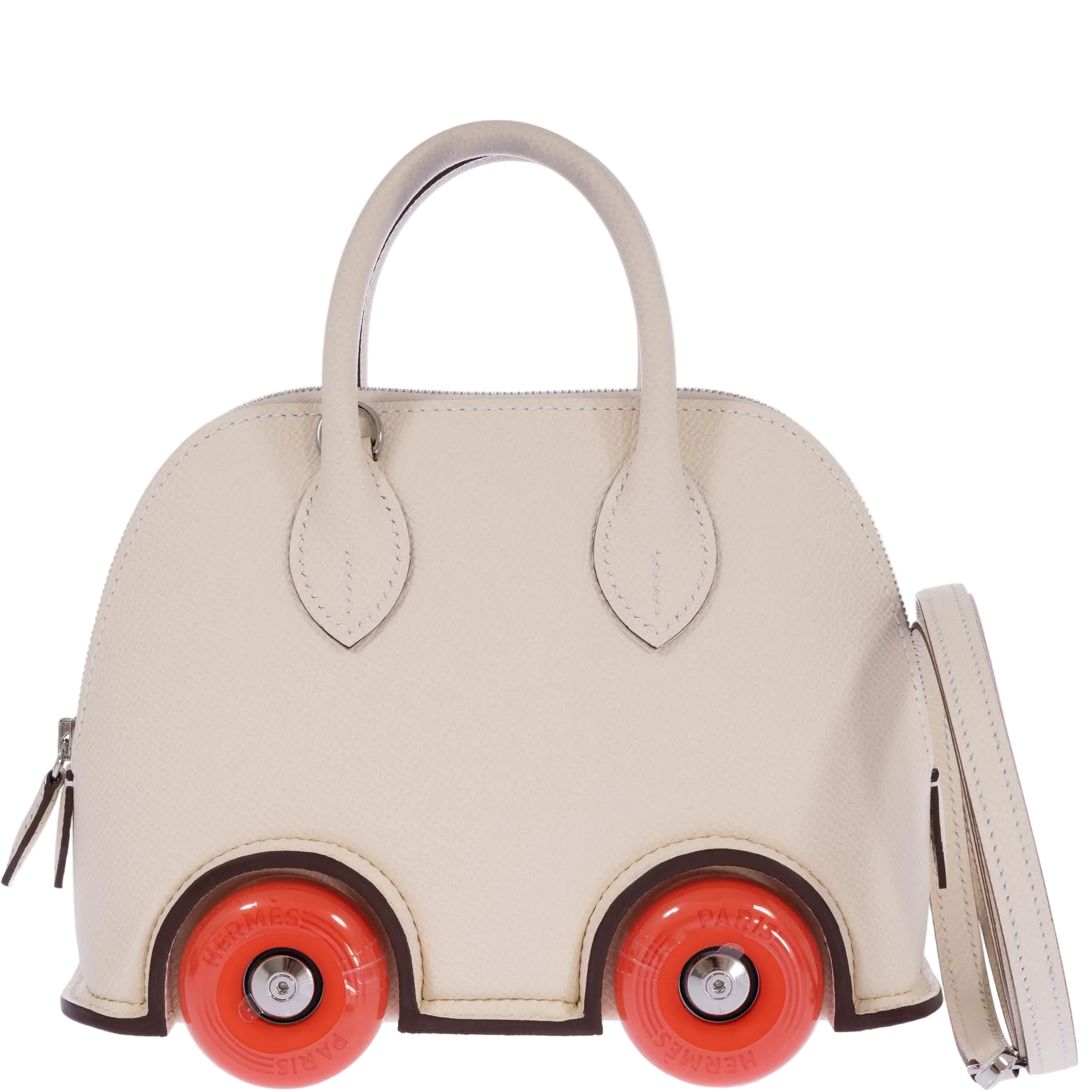 Hermes Hermès Mini Bolide 1923 On Wheels Craie Epsom Feu Wheels Palladium Hardware