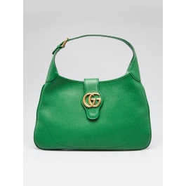 Gucci Green Leather Double G Aphrodite Medium Shoulder Bag
