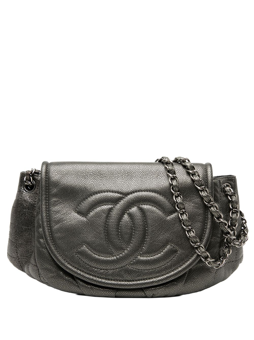 2010-2011 Large Metallic Caviar Half Moon Flap shoulder bag