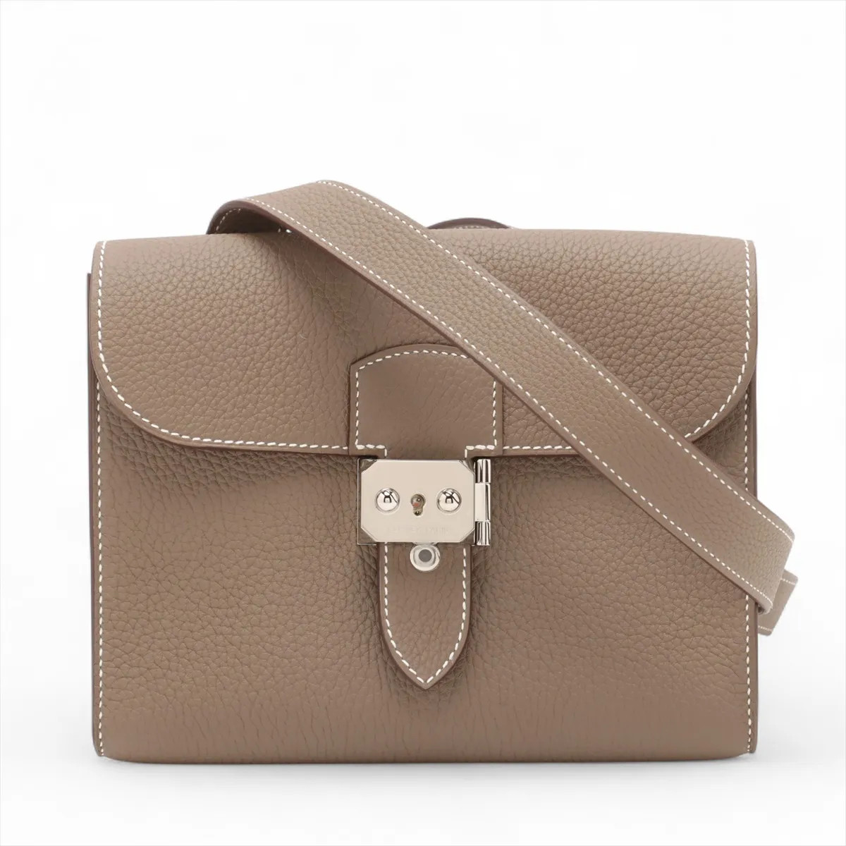 Hermès Sac Adepeche 21 Taurillon Clemence Etoupe Silver Metal Fittings