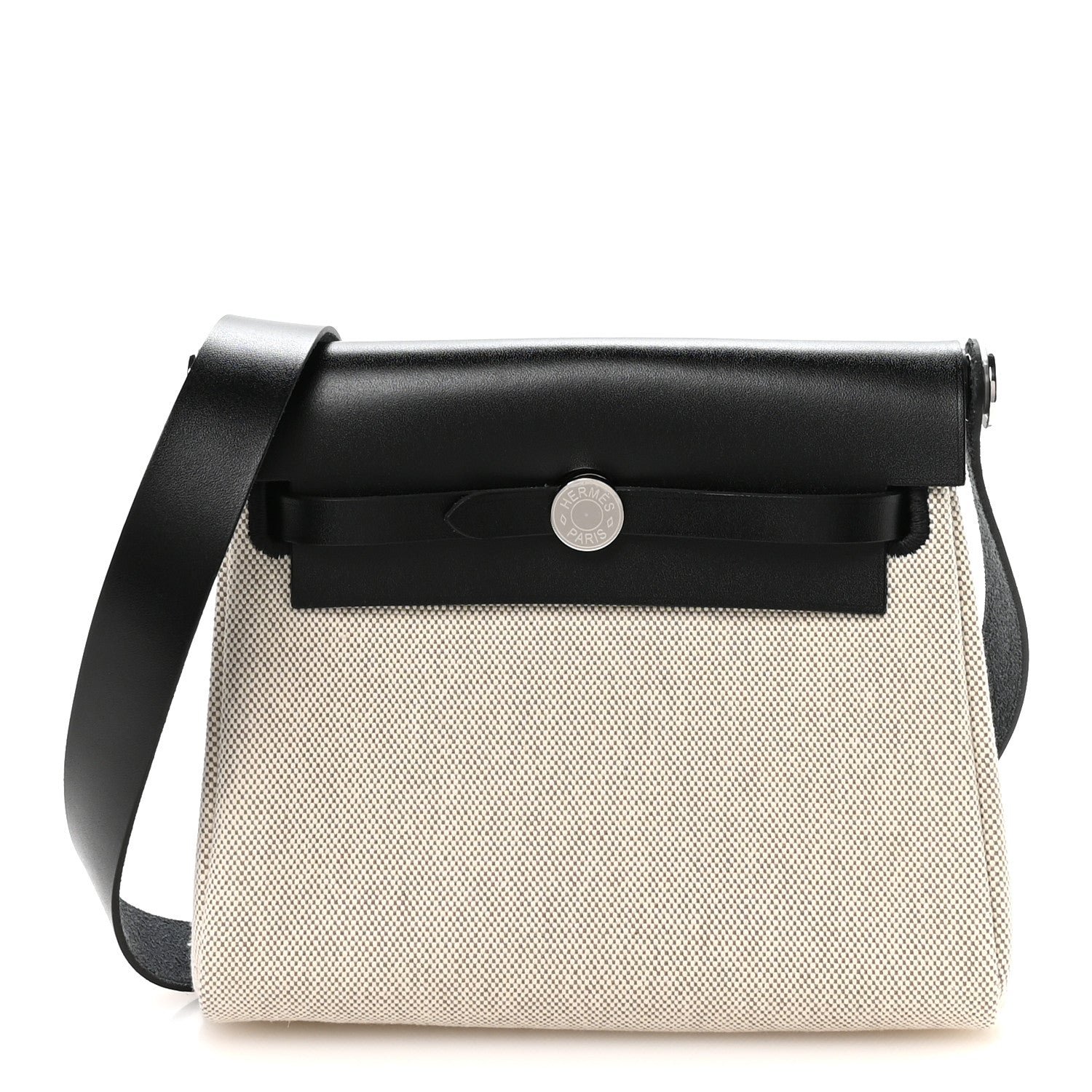 Hermes Toile H Vache Hunter Herbag Zip Retourne 20 Ecru Amande Black