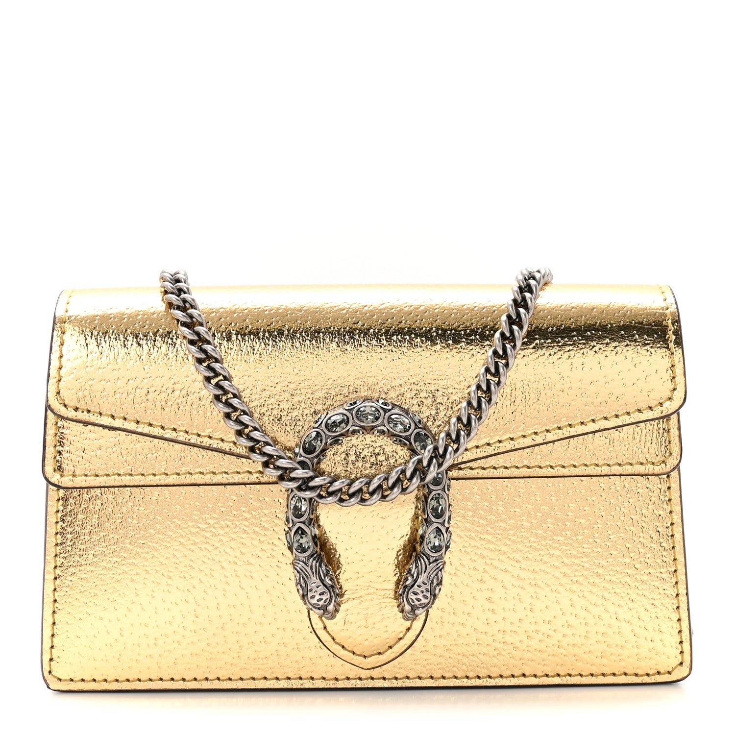 Gucci Metallic Calfskin Super Mini Dionysus Shoulder Bag Gold