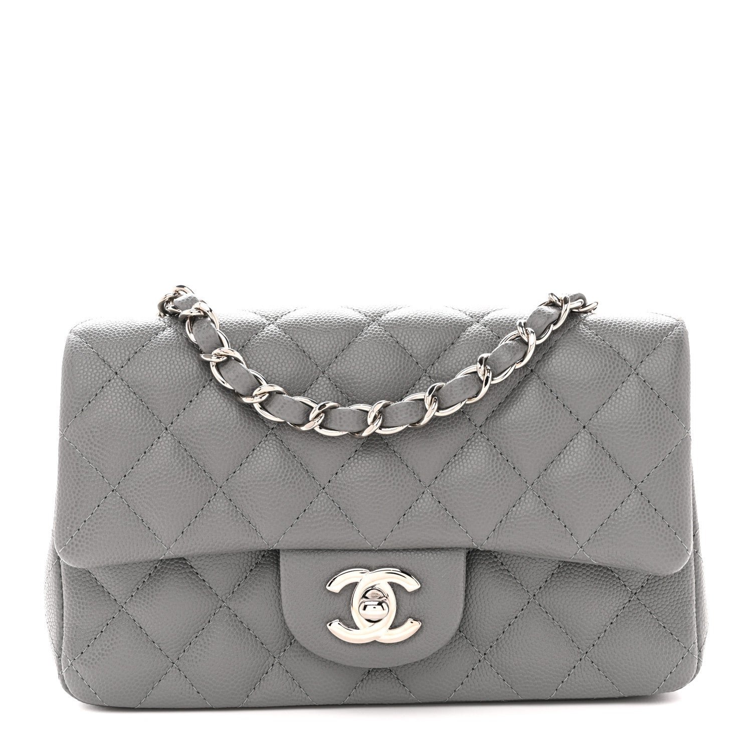 Chanel Caviar Quilted Mini Rectangular Flap Grey
