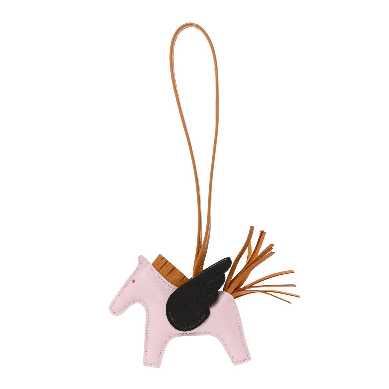 Hermes Milo Lambskin Grigri Rodeo Pegase Horse Bag Charm PM Mauve Pale Sesame Ebene