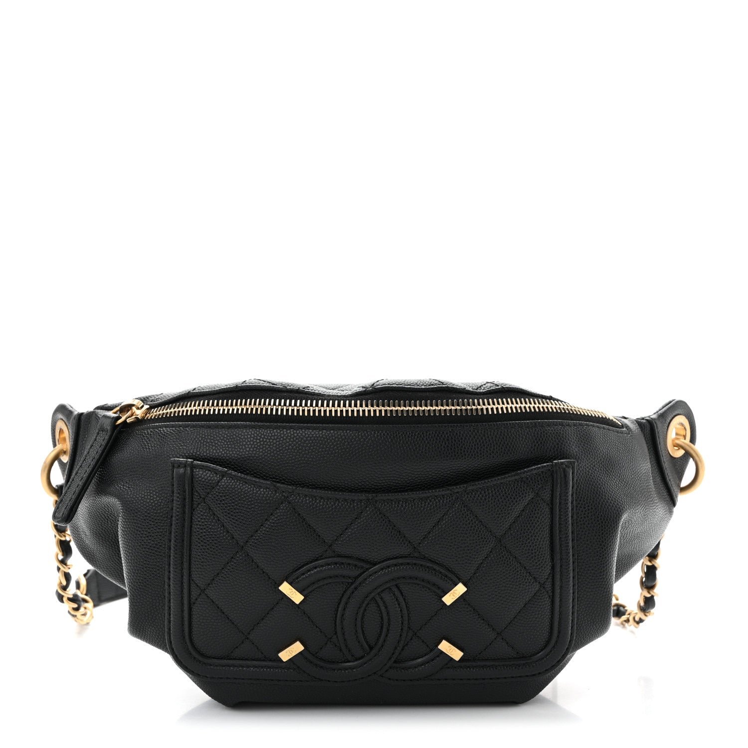 Chanel Caviar Quilted Filigree Waist Bag Black