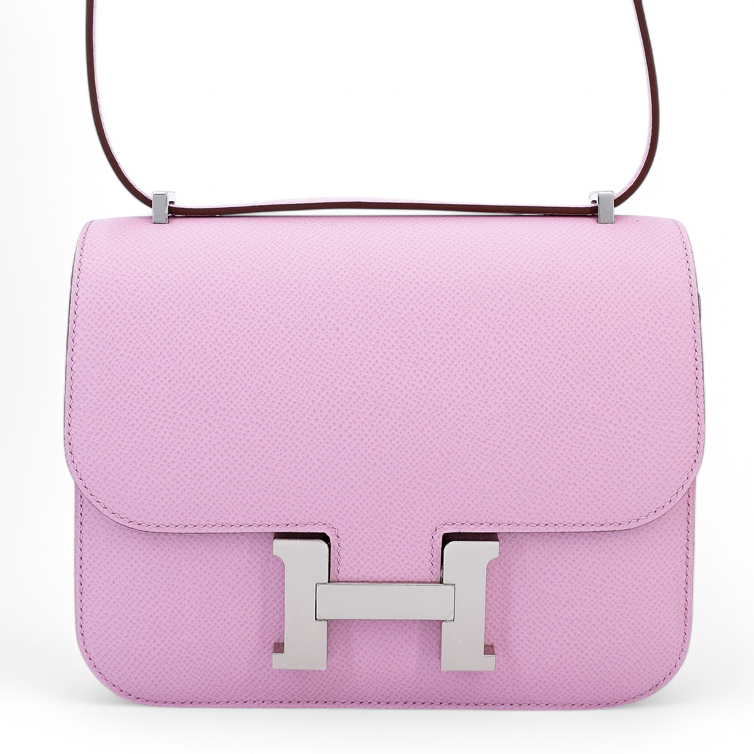 Hermes Excellent ( Rank SA ) HERMÈS Constance Mini Mauve Sylvestre (X9) Epsom Palladium hardware D (2019)