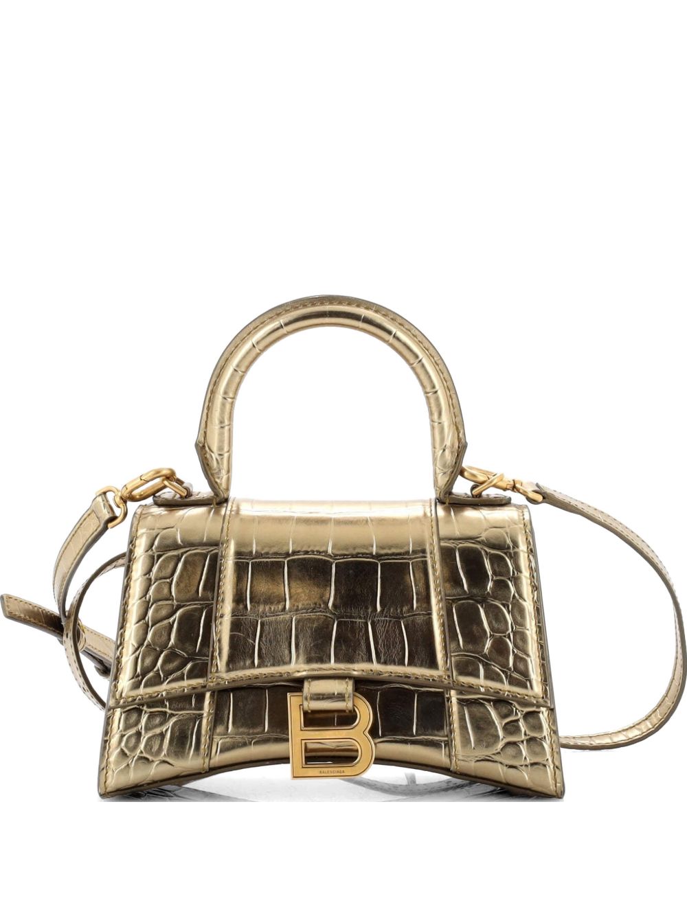Balenciaga Hourglass Top Handle Bag Crocodile Embossed Leather XS satchel