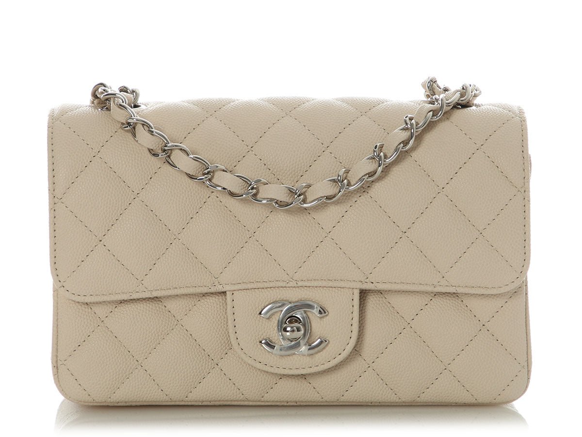 Chanel Mini Light Beige Quilted Caviar Classic