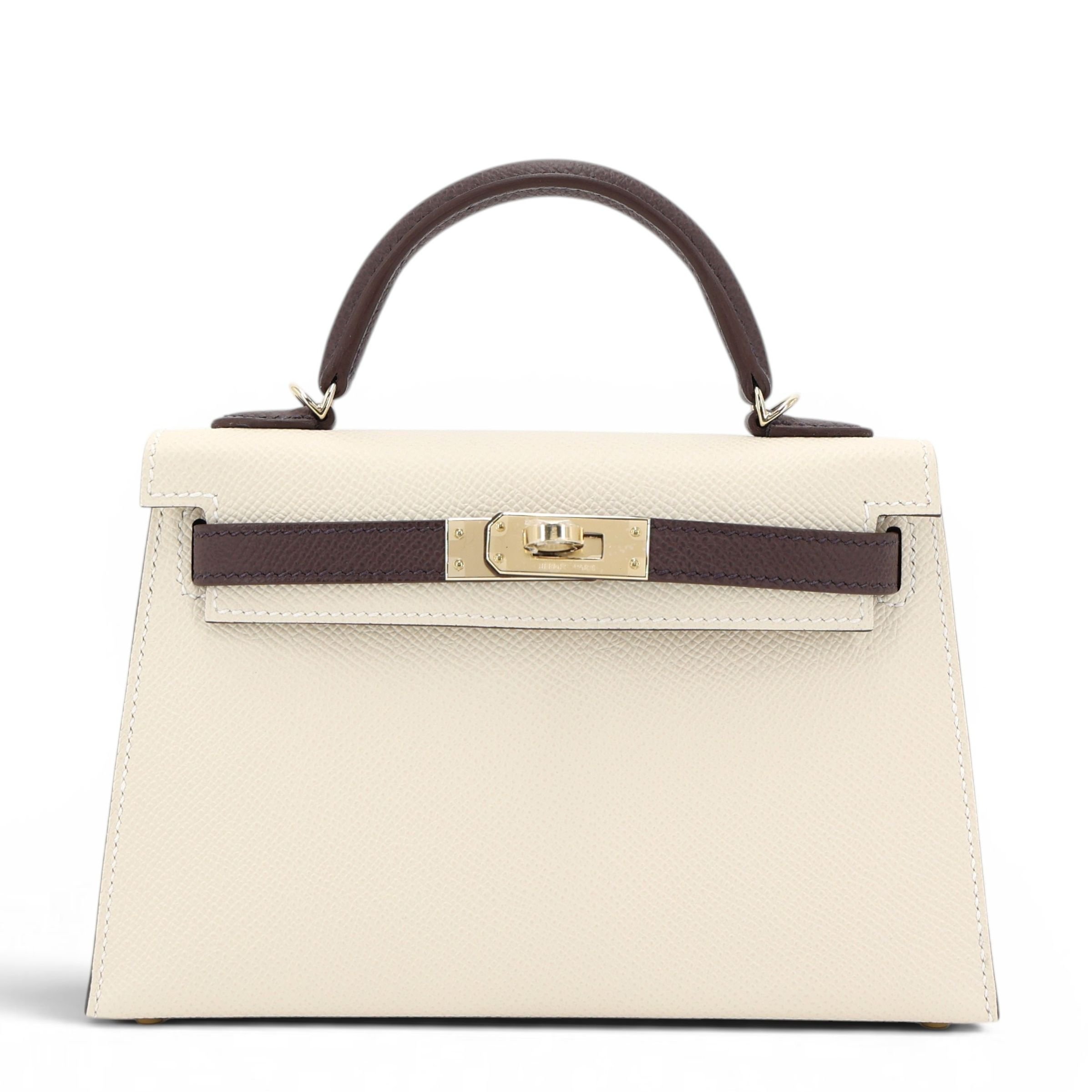 Brand New ( Rank N ) HERMÈS Special Order Mini Kelly II HSS Rouge Sellier (0G) Craie (10) Epsom Permabrass hardware K (2025)