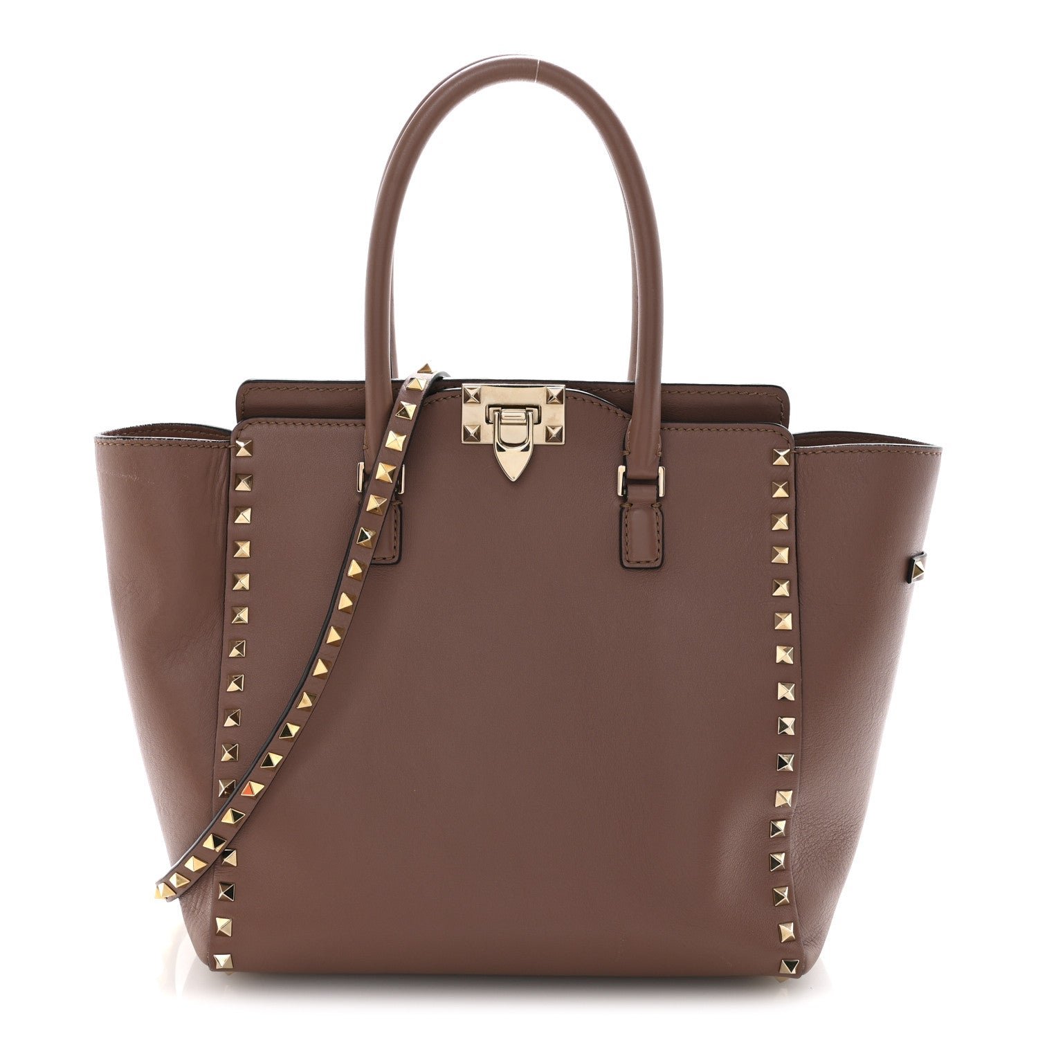 Valentino Garavani Valentino Garavani Vitello Small Rockstud Double Handle Tote Antique Rose