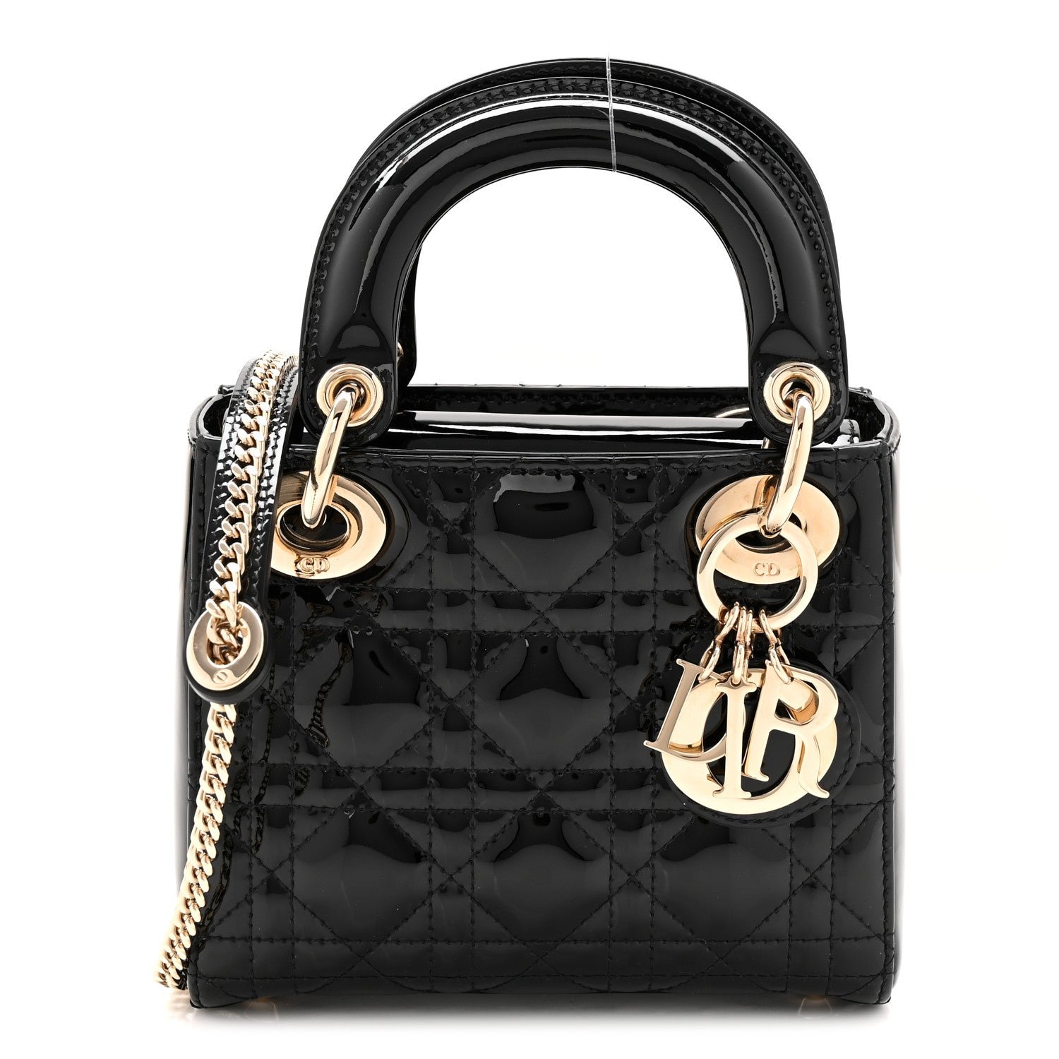 Christian Dior Patent Cannage Mini Lady Dior Black