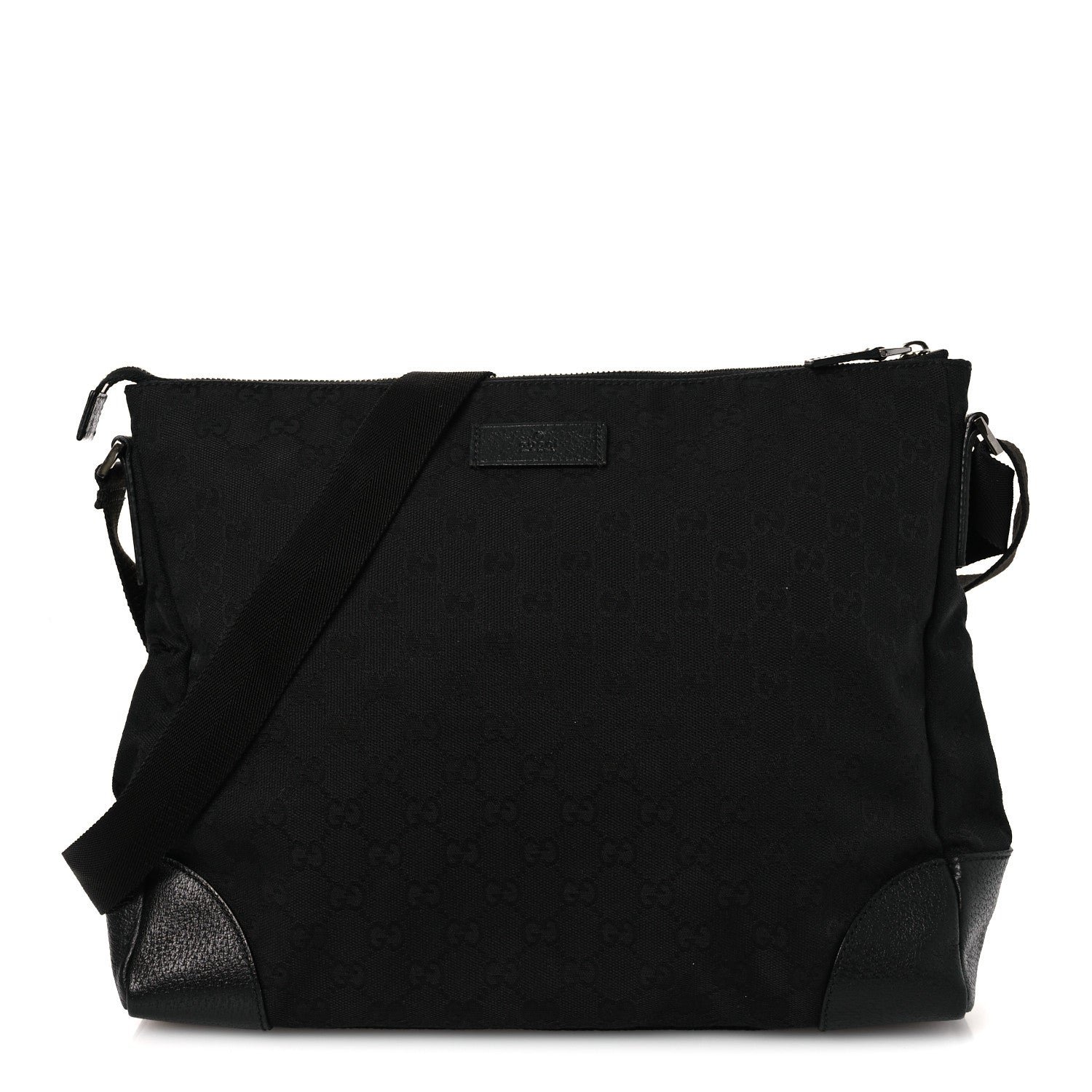 Gucci Monogram Flat Messenger Bag Black
