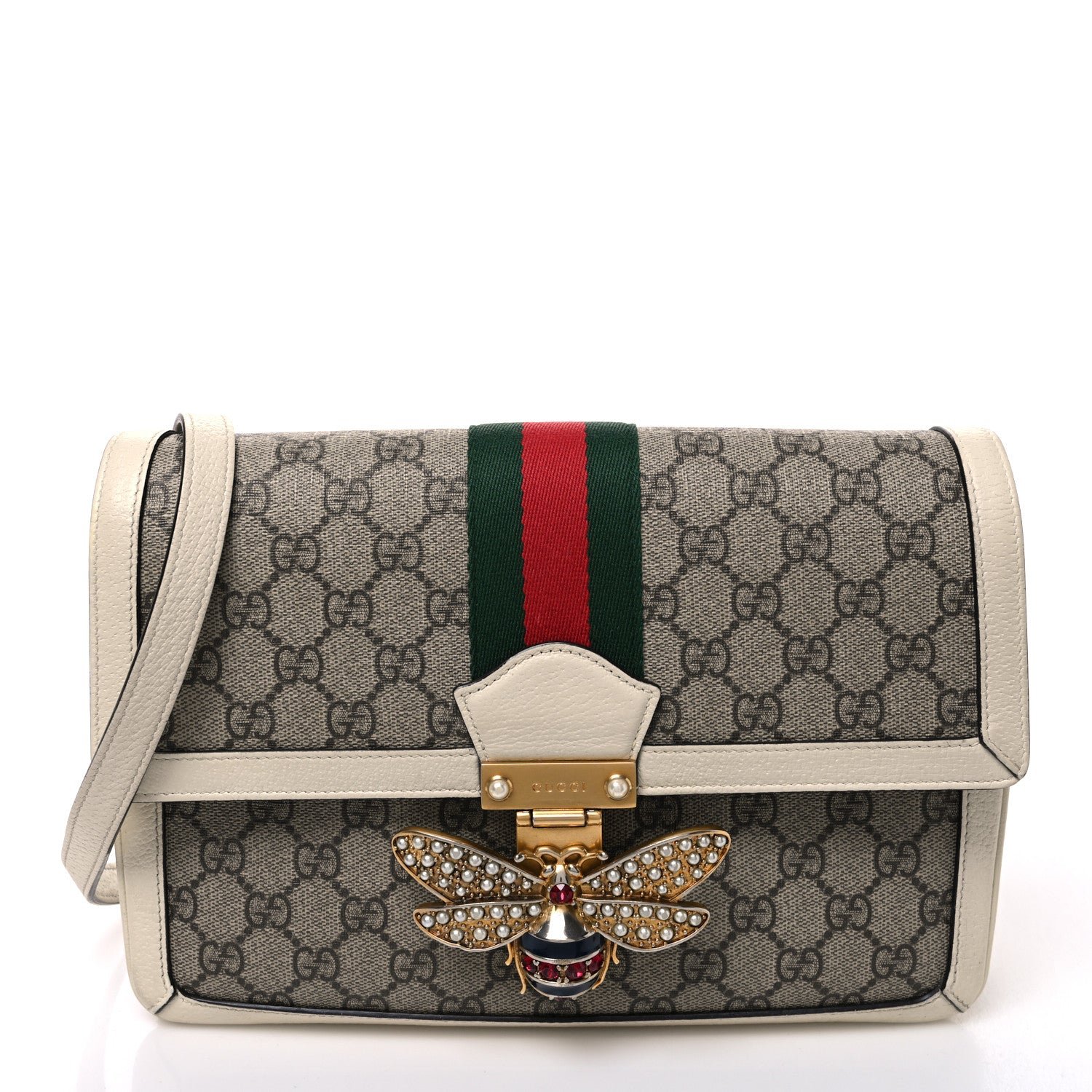Gucci GG Supreme Monogram Medium Queen Margaret Shoulder Bag Mystic White