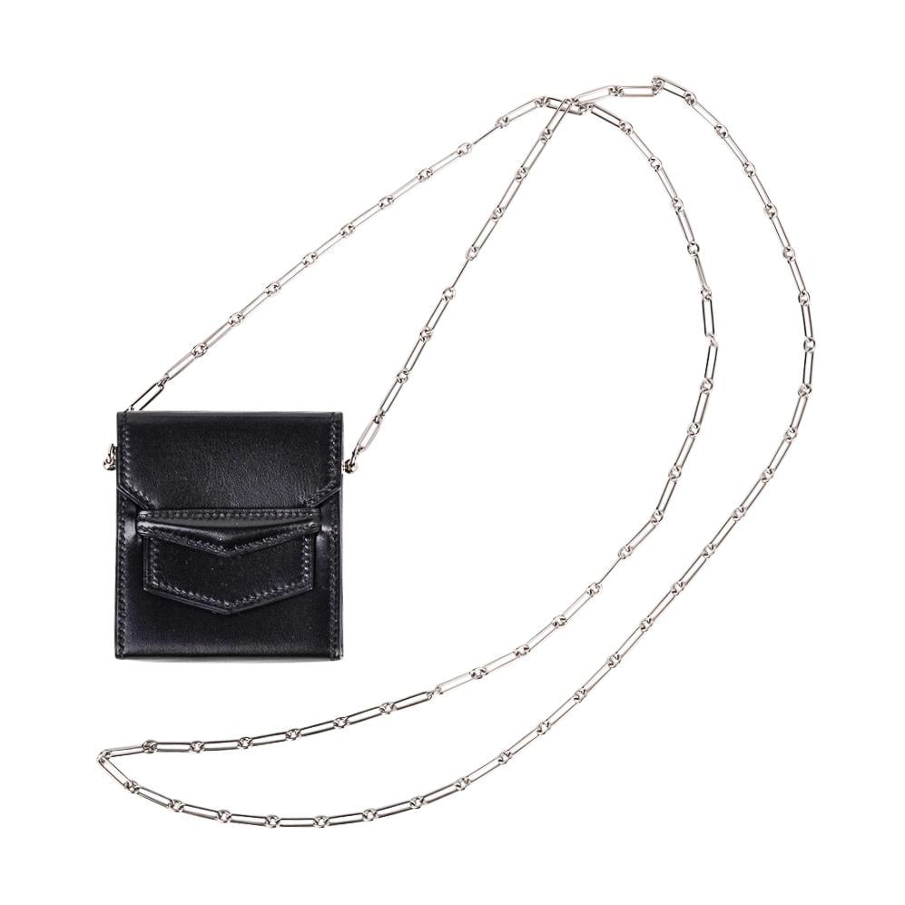 Hermes Hermes Micro Sac Limited Edition 70 mm Noir Villandry Paper Clip Chain Bag Palladium Hardware