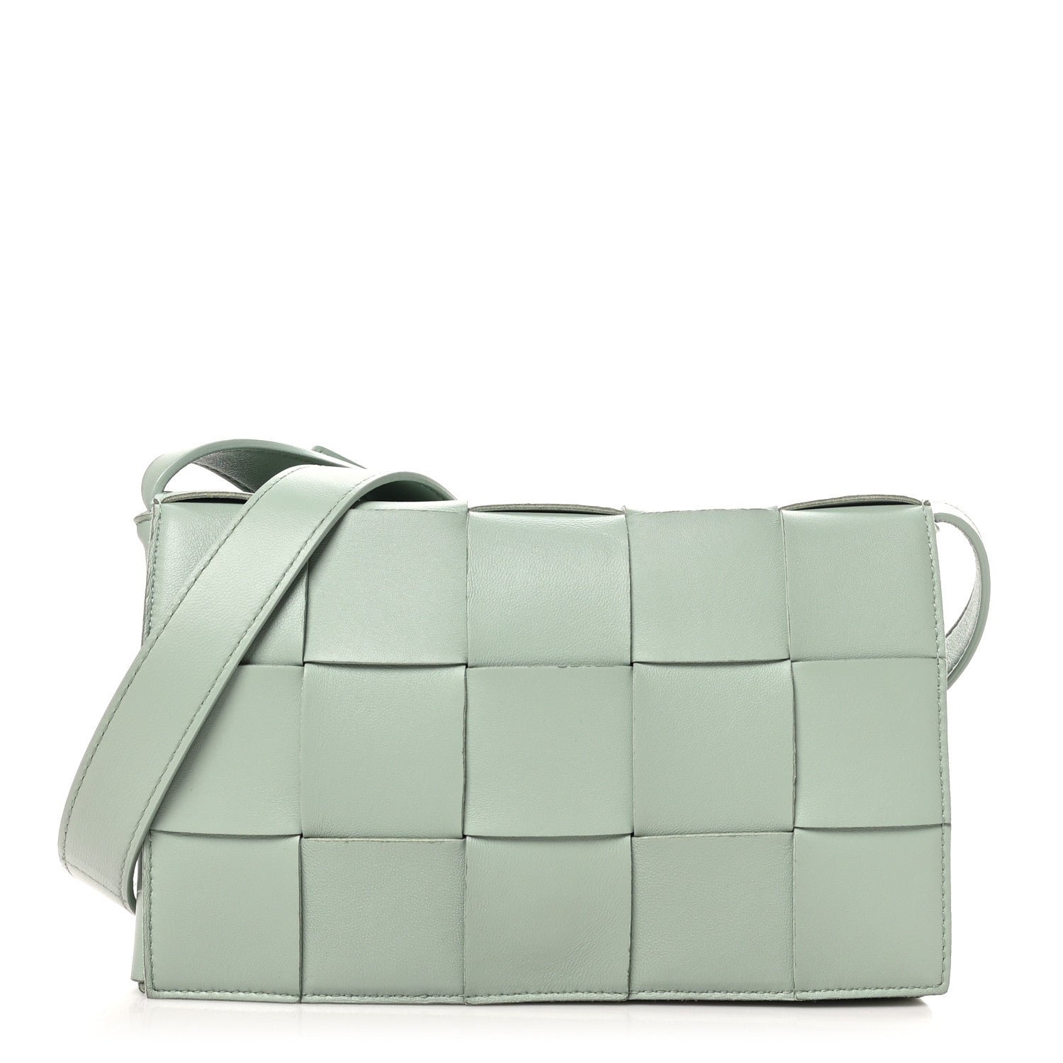 Bottega Veneta Lambskin Maxi Intreccio Small Cassette Crossbody Bag New Sauge