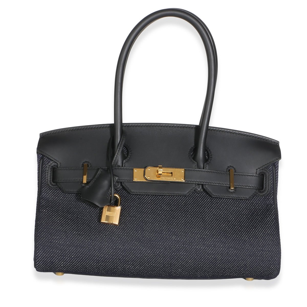 Blue Indigo Denim Black Swift Light Shoulder Birkin 29 GHW