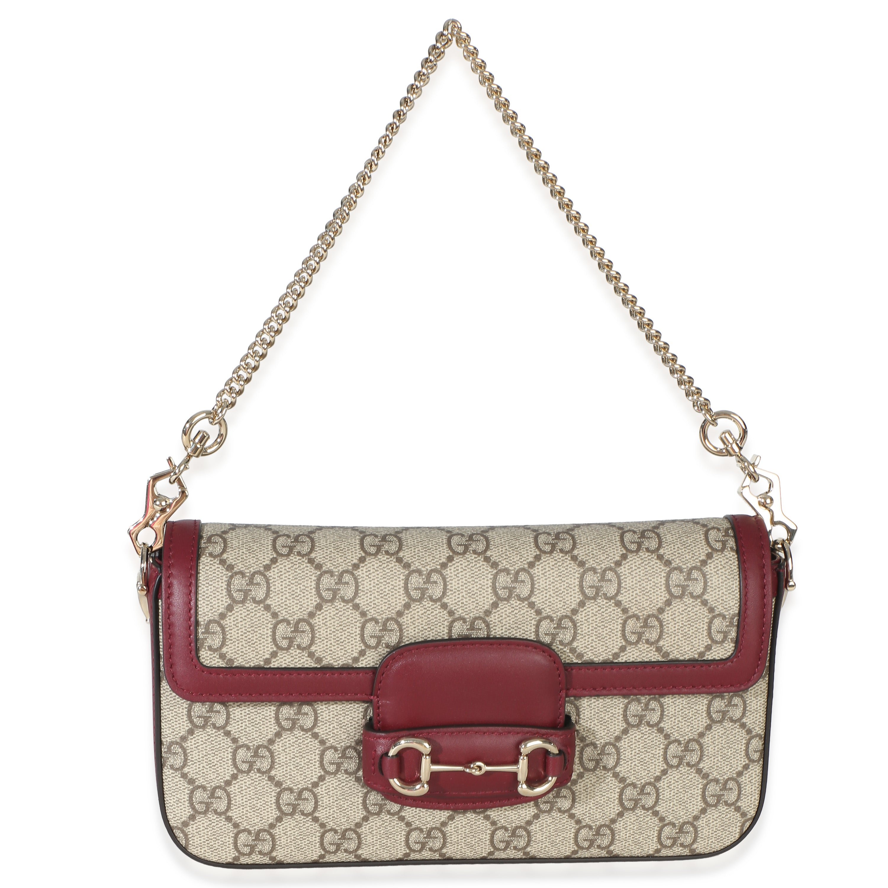 Red Beige Calfskin GG Supreme Soft Horsebit Small Shoulder Bag
