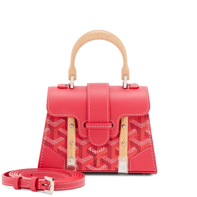 Fuchsia Goyardine Canvas and Chevroches Calfskin Saïgon Structuré Nano Bag Silver Hardware, 2025