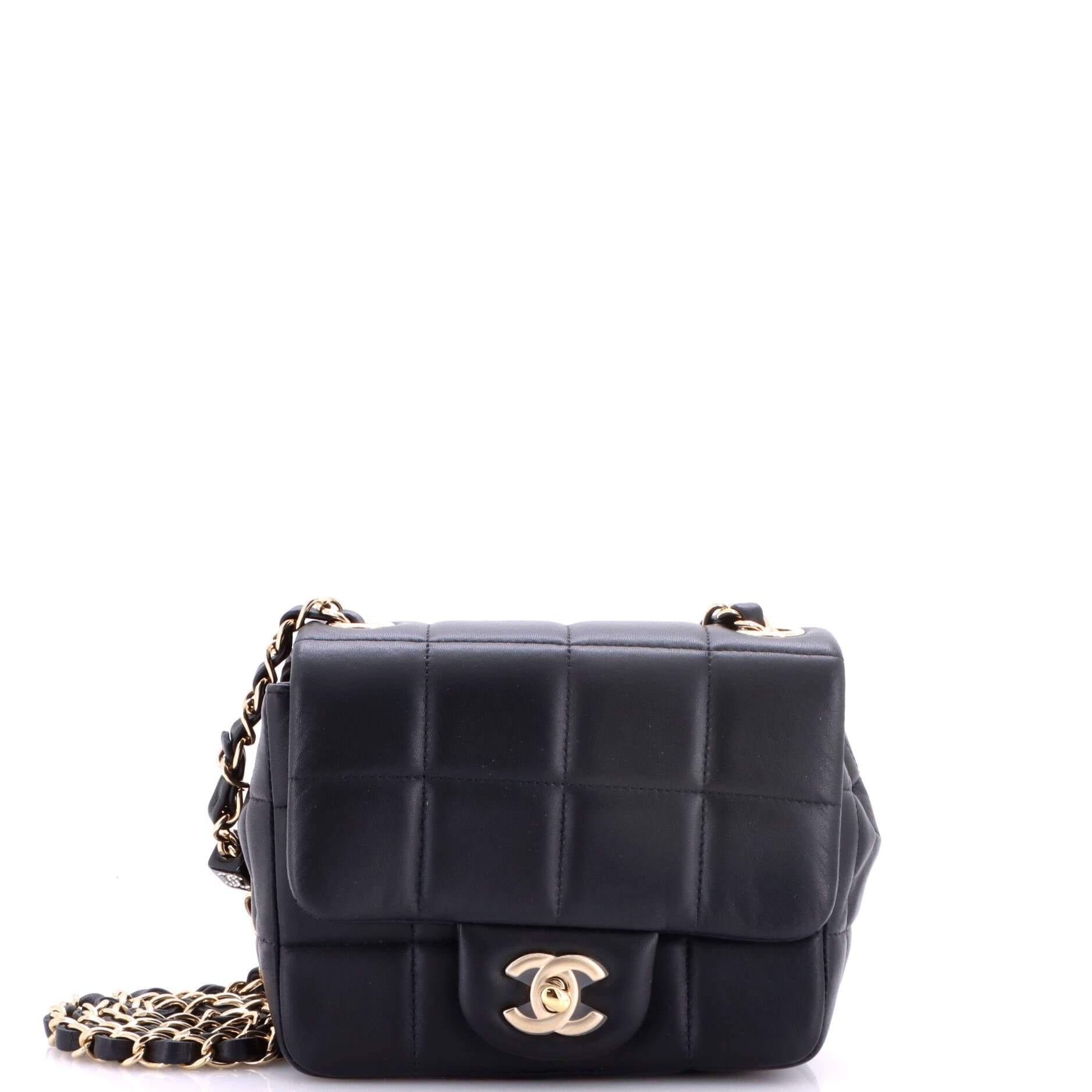 Monacoco Logo Blocks Square Flap Bag Quilted Lambskin with Resin Mini