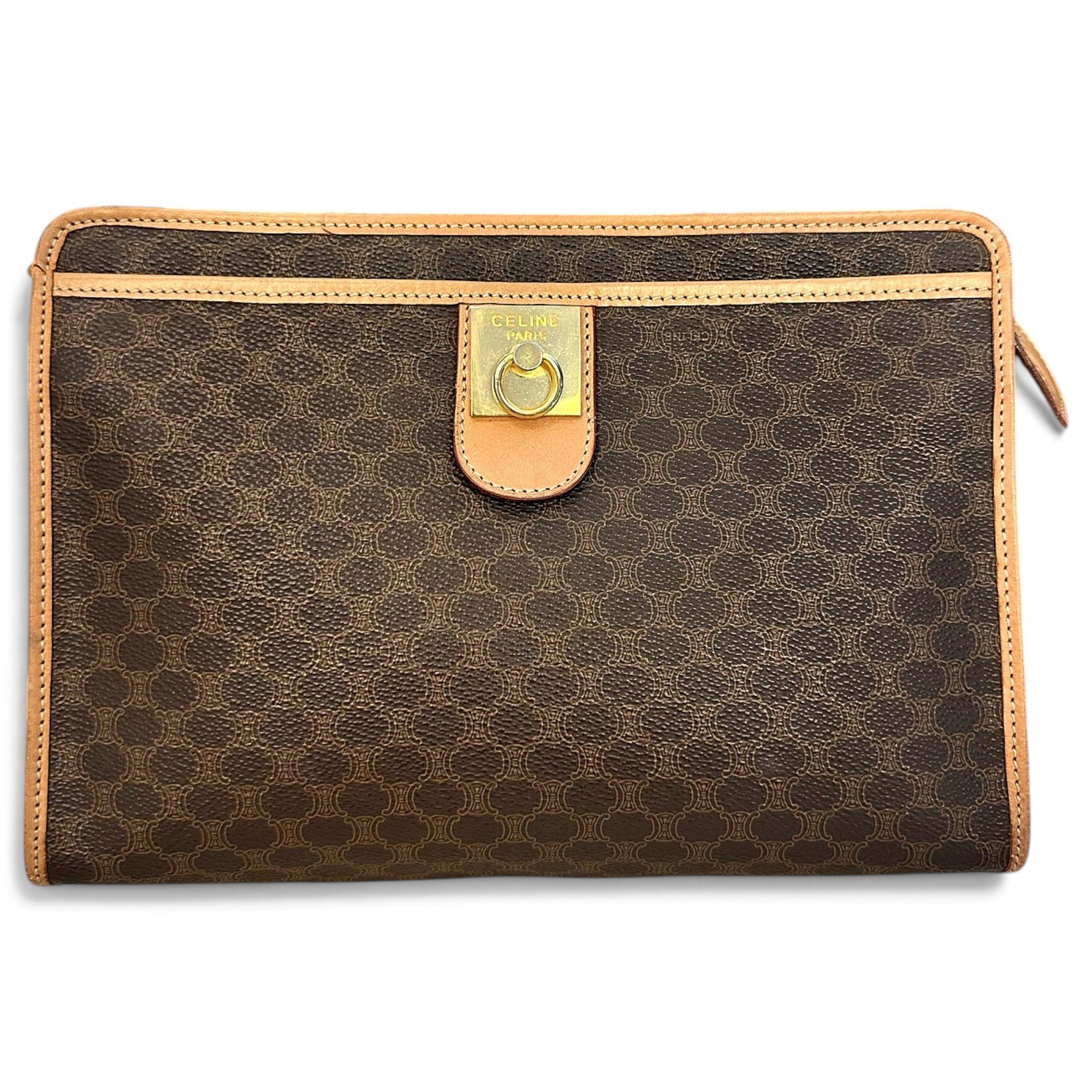 Triomphe Vintage leather clutch bag