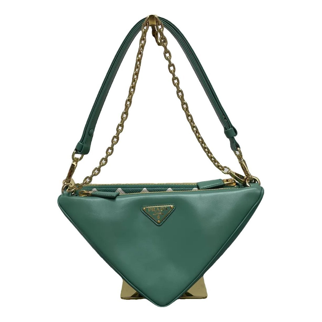 Triangle leather handbag