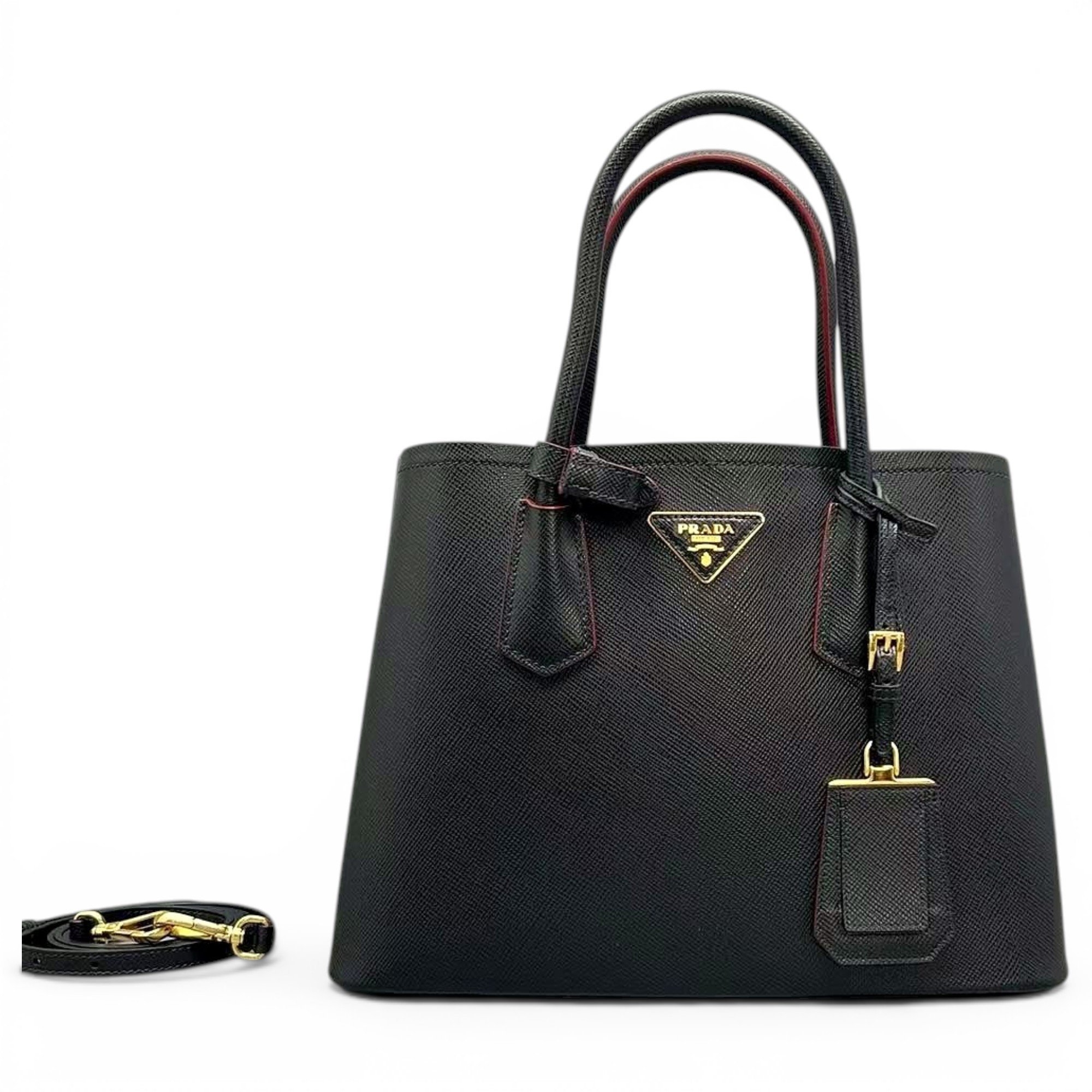 Double leather handbag