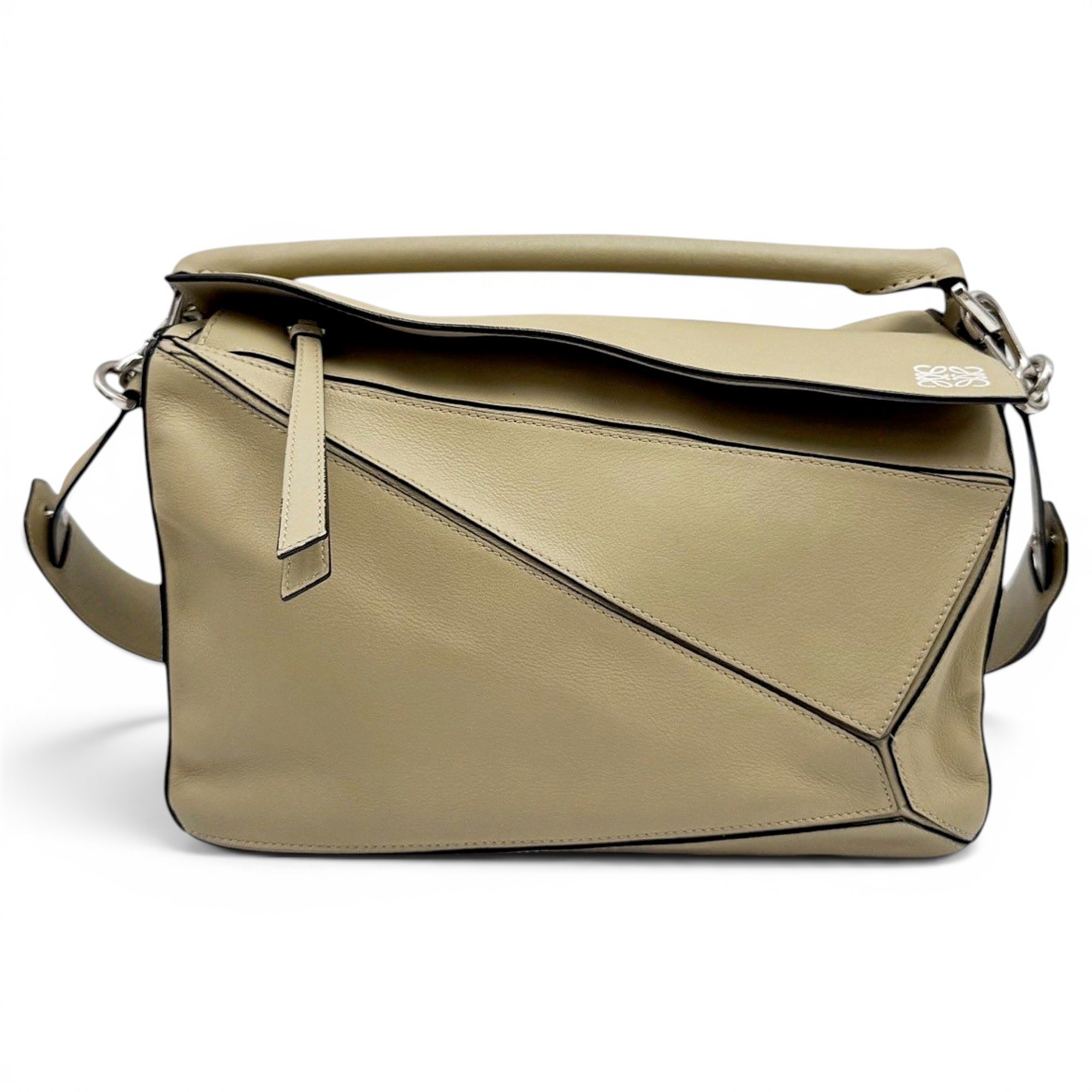 Puzzle leather handbag