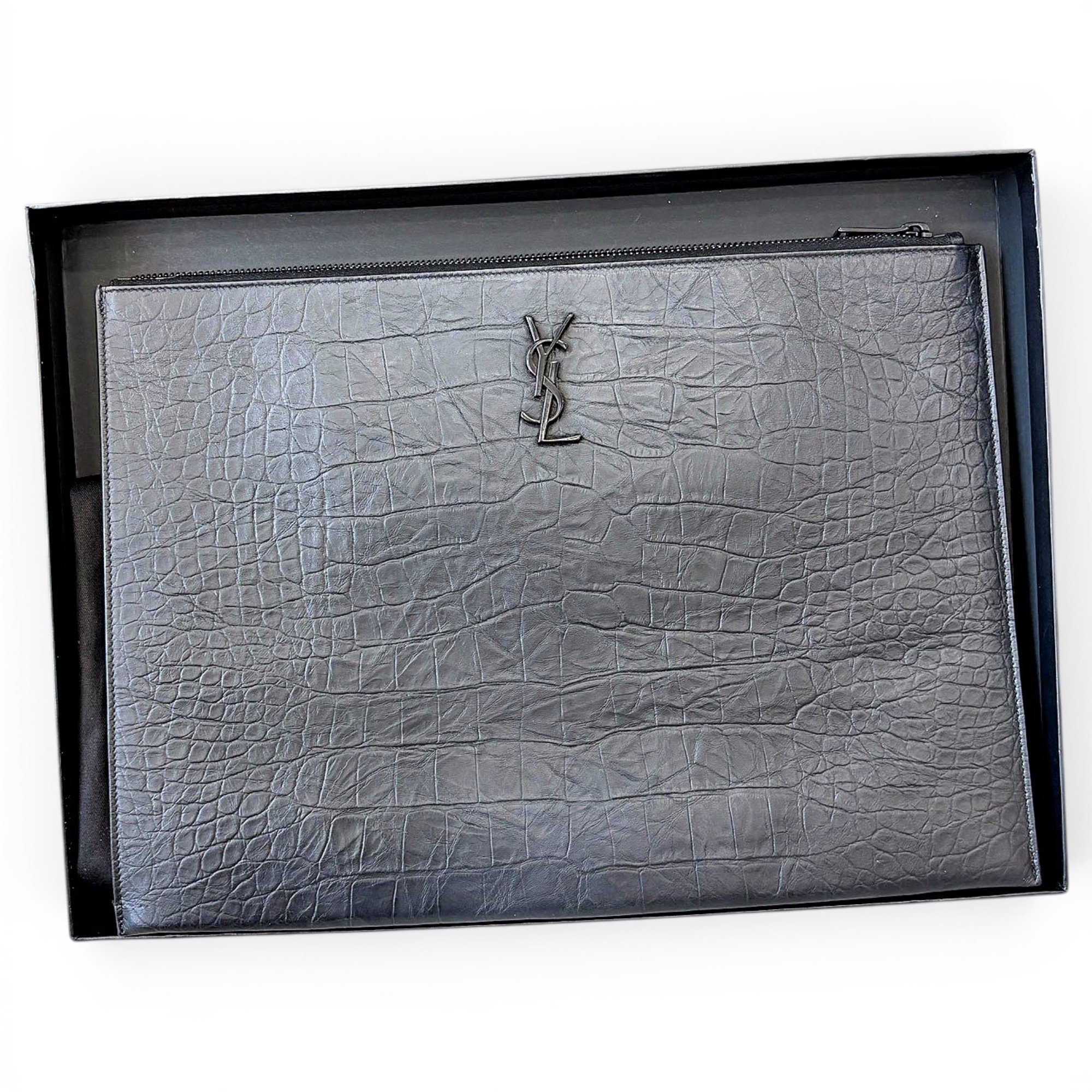 Leather clutch bag