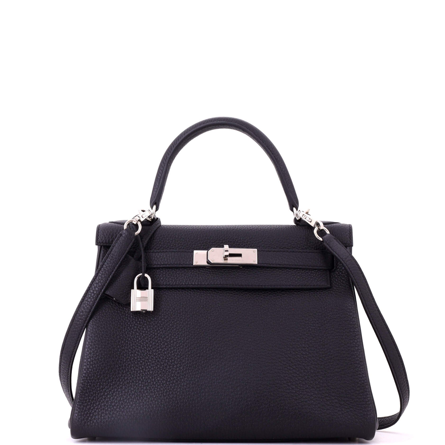 Kelly Handbag Noir Togo with Palladium Hardware 28
