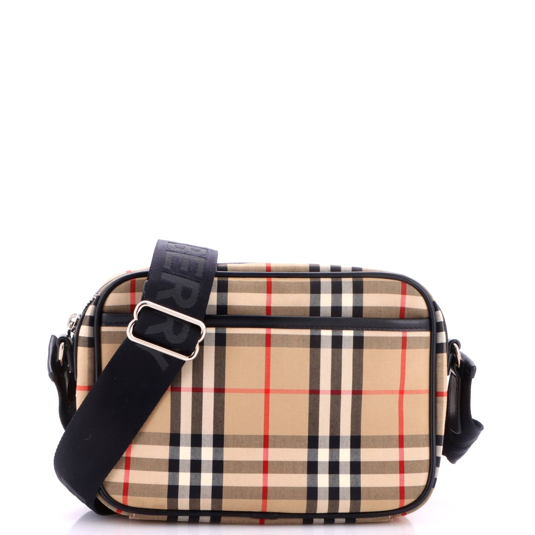 Front Pocket Crossbody Bag Vintage Check Canvas