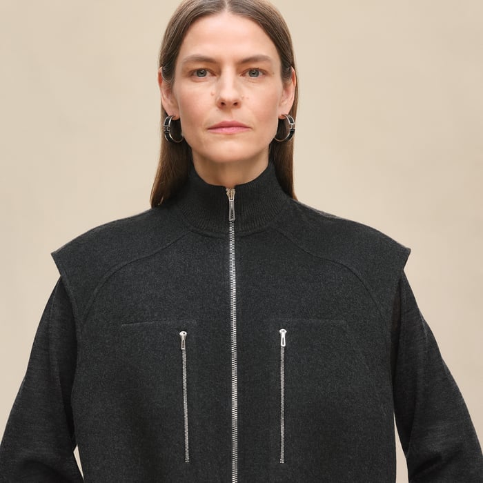 Gris Volcanique Long Bomber Vest