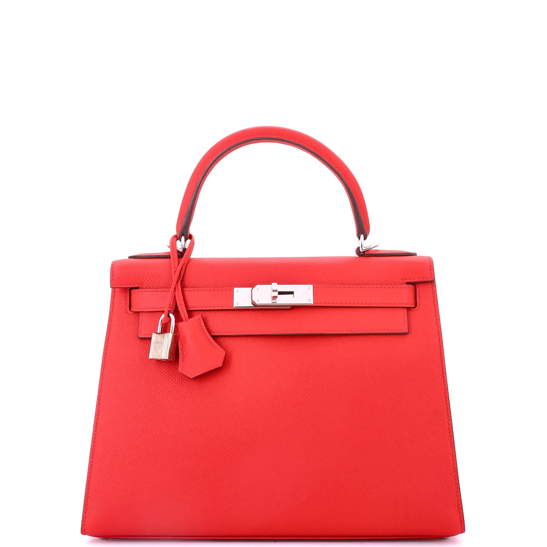 Hermes Kelly Handbag Rouge Tomate Epsom with Palladium Hardware 28