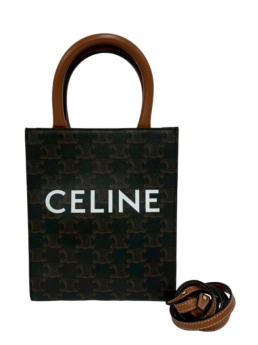 2020 Mini Triomphe Coated Canvas Vertical Cabas satchel