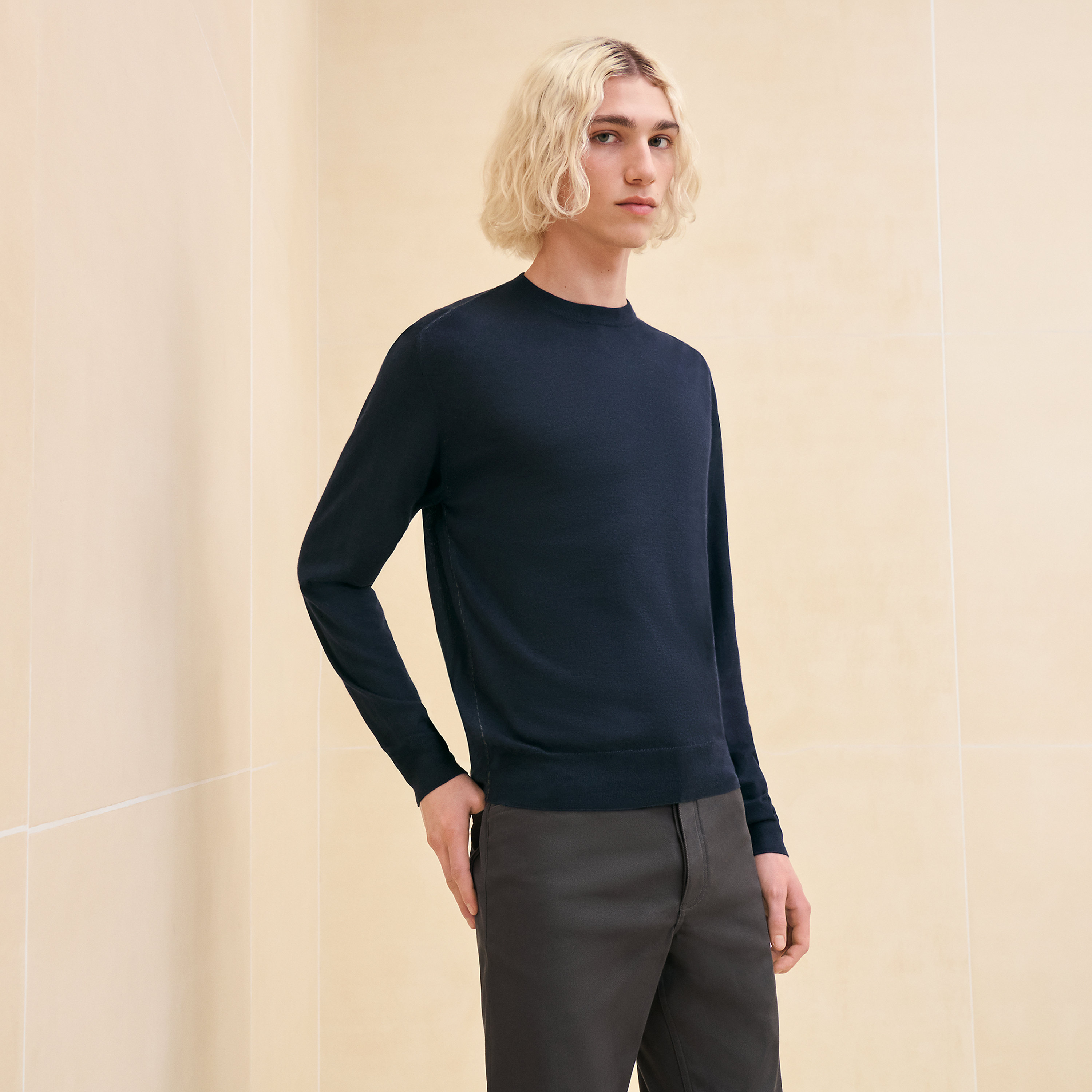 "Coutures inversees" crewneck sweater