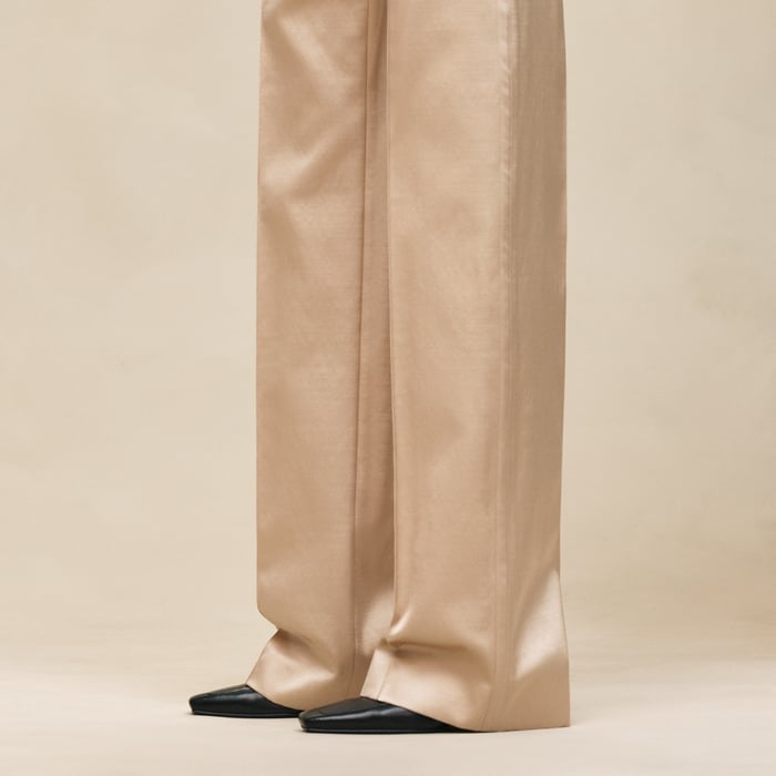 Beige Gold High-waisted Wide Pants
