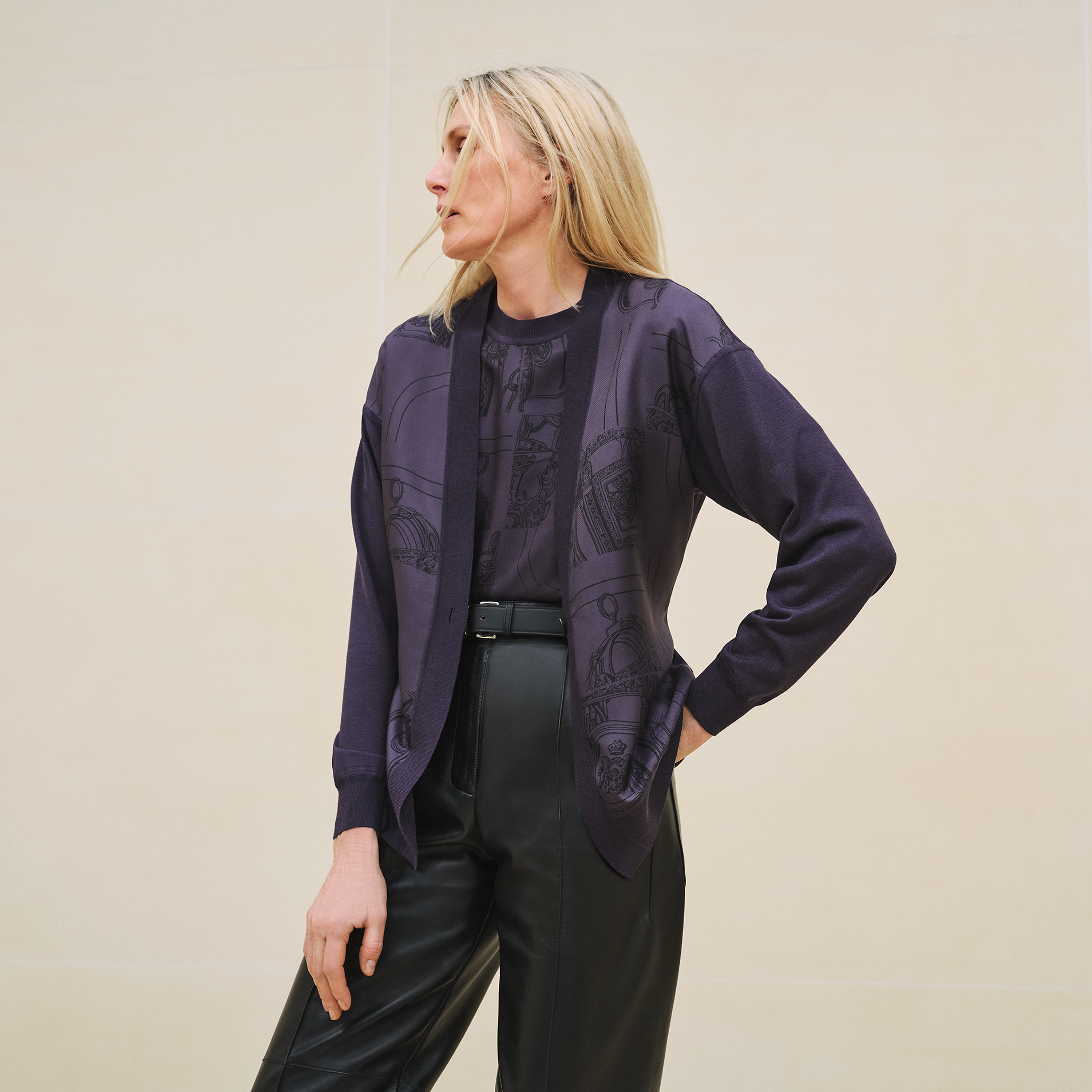 "En Desordre Finesse" long-sleeve twillaine cardigan