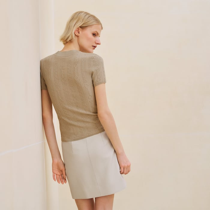 Beige Glaise "Effet Kaleidoscope" Short-sleeve Sweater