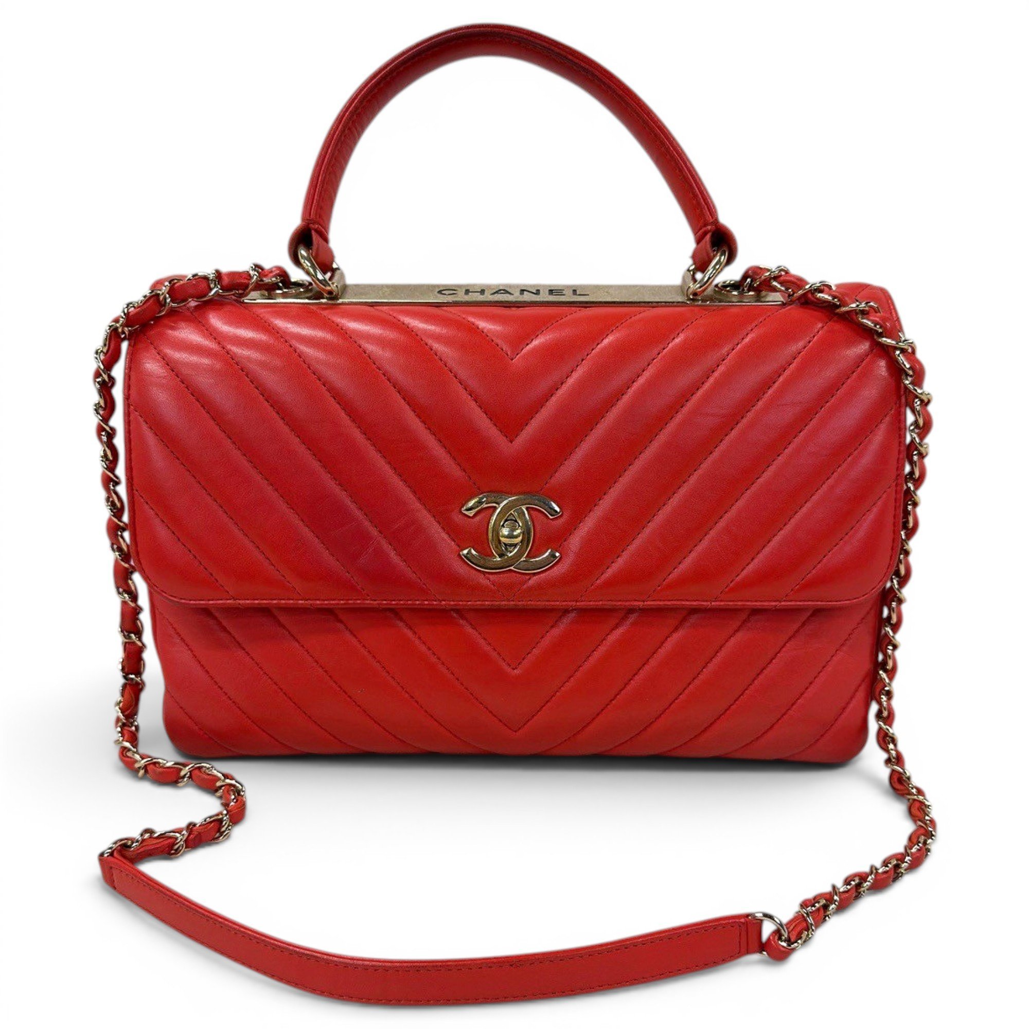 Trendy CC Top Handle leather crossbody bag