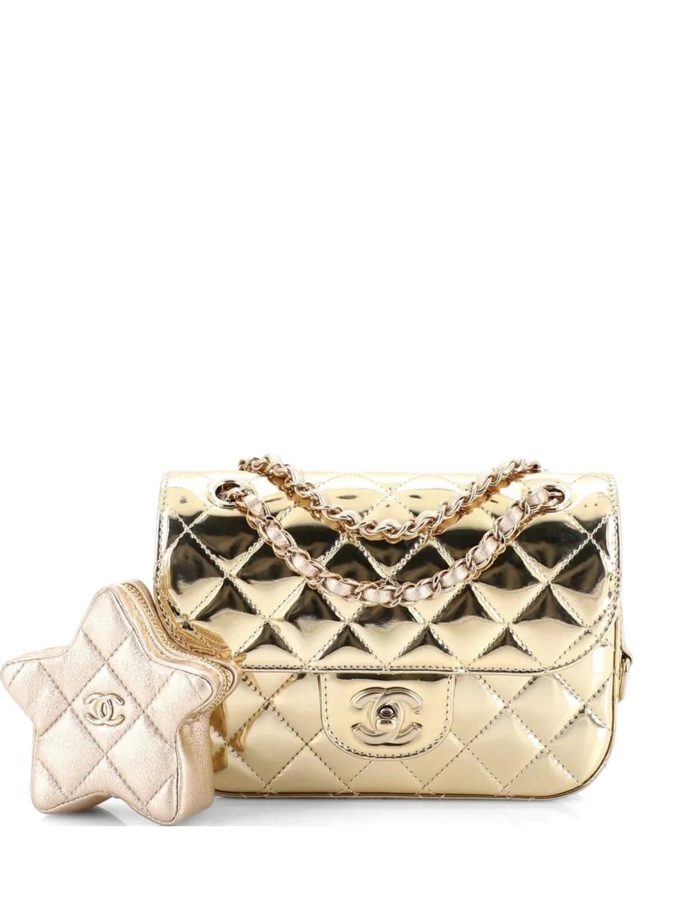 Hollywood Boulevard Flap Bag with Star Coin Purse Quilted Metallic Leather Mini shoulder bag