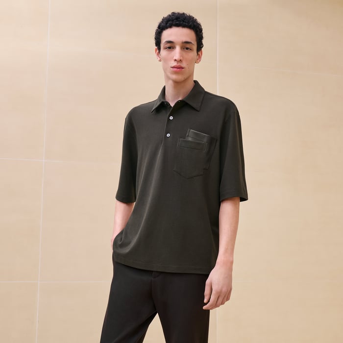Kaki Polo Shirt With Pocket