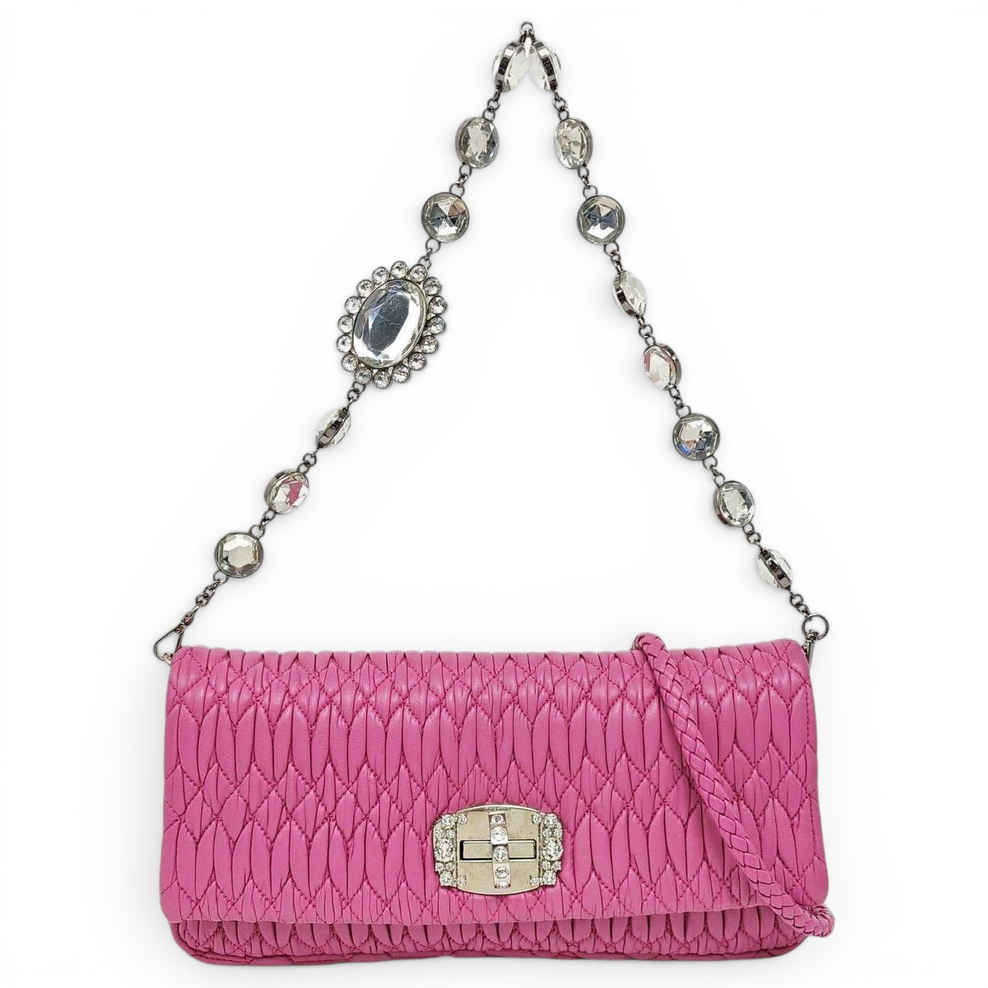 Miu Crystal leather handbag