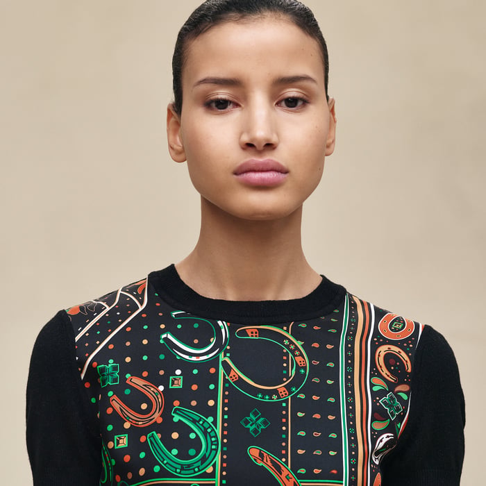 Noir "Porte-bonheur Bandana" Short-sleeve Sweater