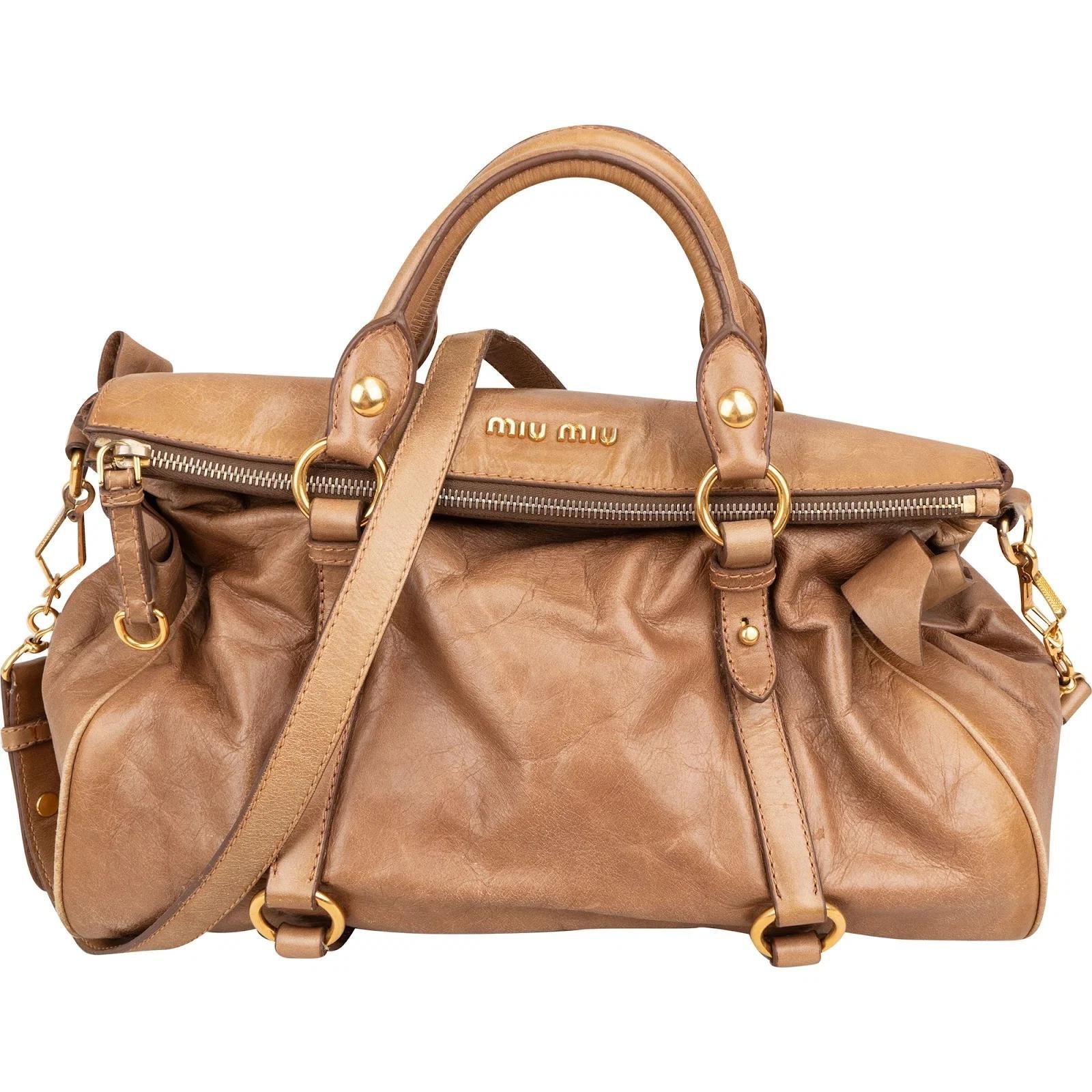 Bow bag leather handbag